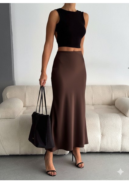Ithal Saten Kumaş Balık Form Kadın Etek