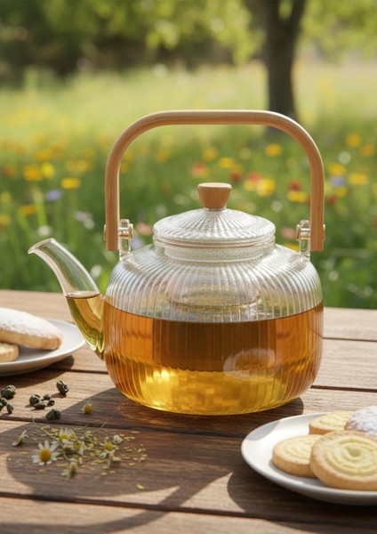 Bambu Saplı Cam Demlik - Cam Çaydanlık - 1 Litre fiyatları