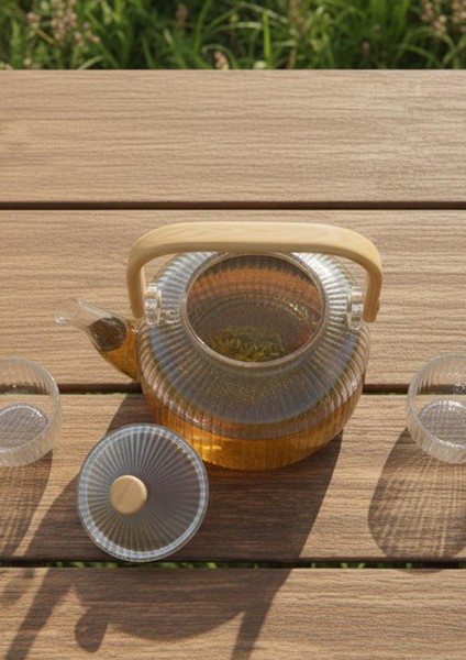 Bambu Saplı Cam Demlik - Cam Çaydanlık - 1 Litre fırsatları