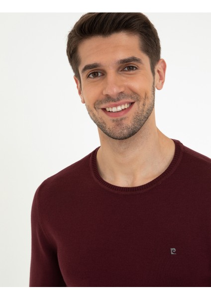 Erkek Bordo Slim Fit Bisiklet Yaka Basic Triko Kazak 50248582-VR014 fiyatları