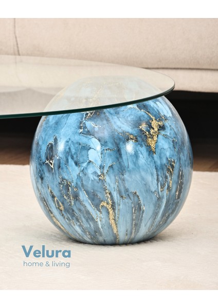 Modern Orta Sehpa & Top Sehpa Cam Sehpa & Küre Orta Sehpa - Sky - Yuvarlak - Şeffaf Cam