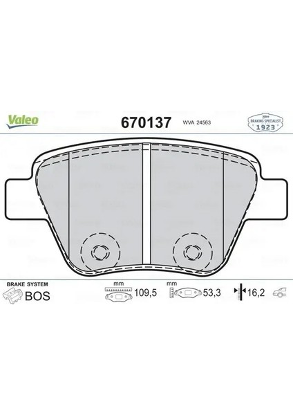 670137 Arka Fren Balatasi 2K5698451 5K0698451 5K0698451A