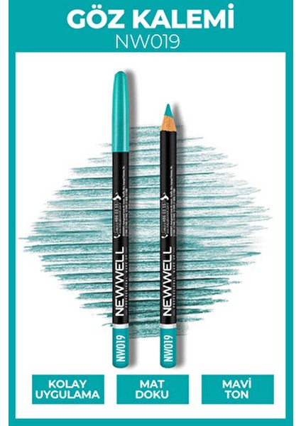 Göz Kalemi NW019 Mavi Renk Yumuşak Uçlu Gün Boyu Etkili 1 Adet