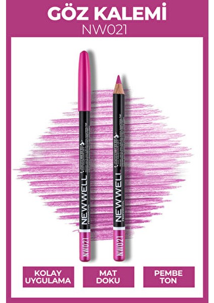 Göz Kalemi Pembe Renk Uzun Süre Kalıcı Suya Dayanıklı 21 Adet modelleri