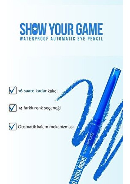 Suya Dayanıklı Göz Kalemi 16 Saat Kalıcı Kolay Uygulama 0,28 g Mavi