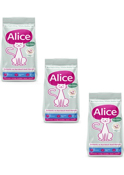 Light & Sterilised Somonlu Karidesli - Kısırlaştırılmış / Kilolu Kediler Için 3x1 kg ( 3 Adet 1 Kg)