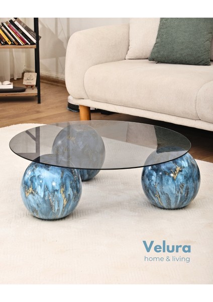 Modern Orta Sehpa & Top Sehpa Cam Sehpa & Küre Orta Sehpa - Sky - Yuvarlak - Füme Cam fırsatları