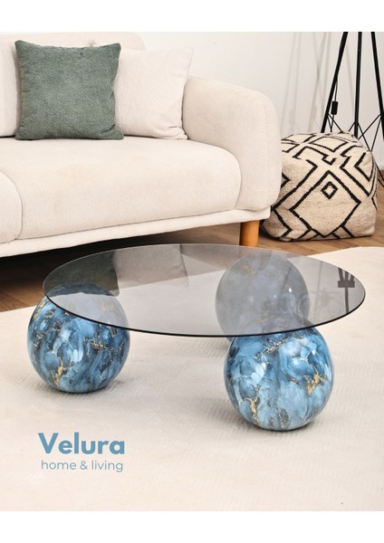 Modern Orta Sehpa & Top Sehpa Cam Sehpa & Küre Orta Sehpa - Sky - Yuvarlak - Füme Cam indirimleri