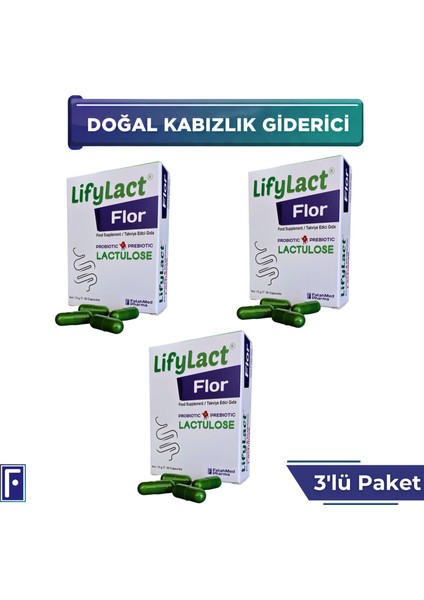Flor Probiyotik Kapsül , Prebiyotik , Laktuloz 3'lü Avantaj Paket