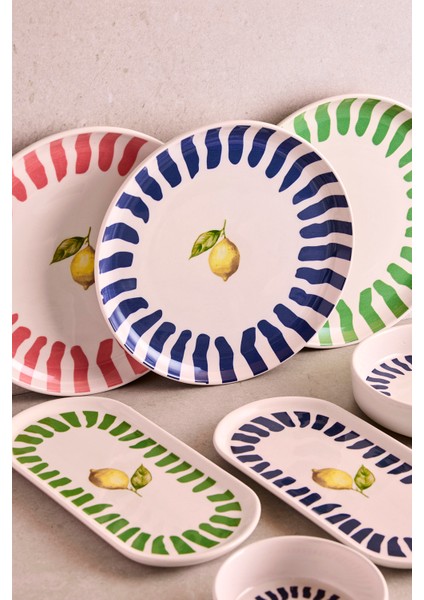 Limone 14 Parça 6 Kişilik Seramik Kahvaltı Seti Limon Desenli Stackable Sunum Tabağı fiyatları