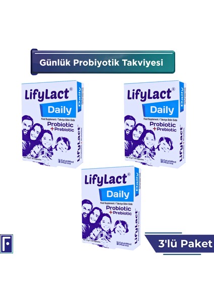 Daily Probiyotik, Prebiyotik, 30 Kapsül , Günlük Probioyotik ,3'lü Süper Avantaj