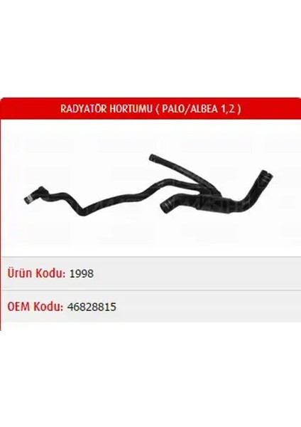 M1998 Radyator Hortumu Alt 46828815