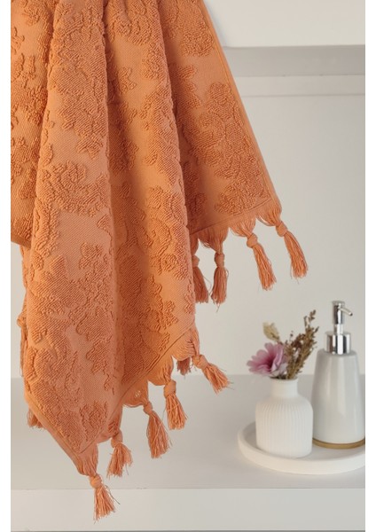 Otantik Saçaklı Kiremit El Havlusu 50X85 cm - %100 Pamuk - Yumuşak ve Su Emici