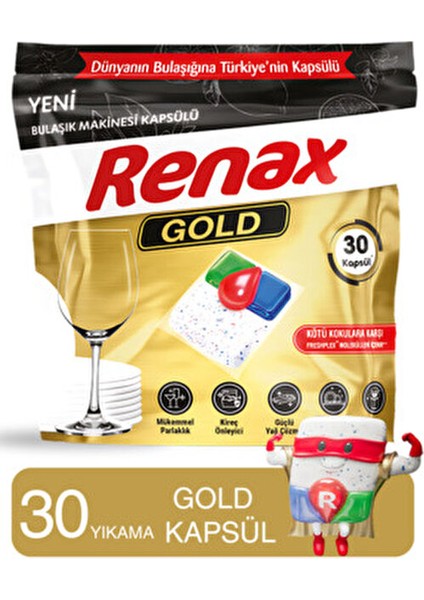 Gold Bulaşık Makinesi Kapsülü Hepsi Bir Arada 30 Lu Endüstriyel Kullanım İçin fiyatları