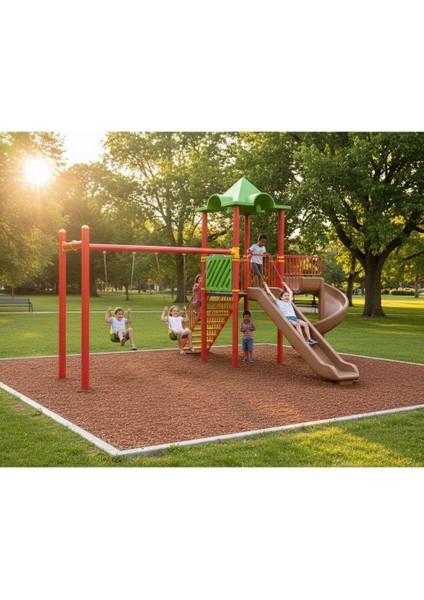 Bir Kuleli, Iki Kaydıraklı, Ikili Salıncaklı Çocuk Parkı | 5.5x4.5m