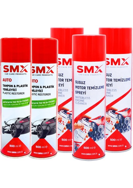 Susuz Motor Temizleme 500 ml 3 Adet + Tampon ve Plastik Yenileyici 500 ml 2 Adet
