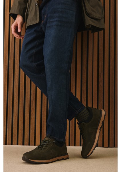 , Erkek Hakiki Deri Sneaker 1531037Z24112 Haki