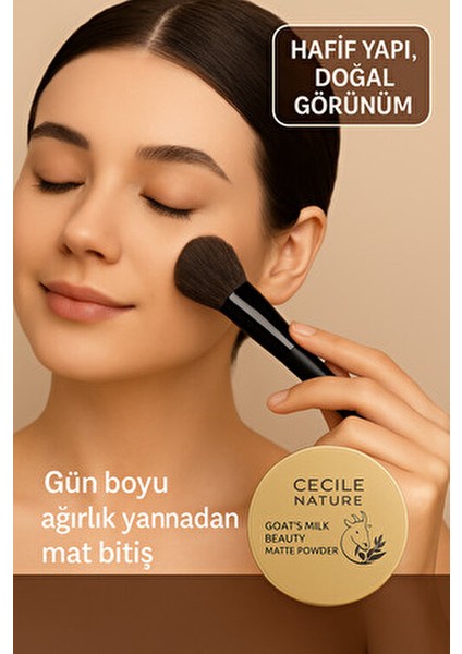 Matte Powder 02 Keçi Sütü İçeren Hassas Ciltler İçin 8 Saat Yağ Kontrolü