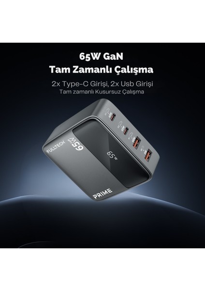 Hızlı Şarj Cihazı, 65W Gan Hızlı Şarj Adaptörü, Güç Şeridi, 2x Type-C Girişi, 2x USB Girişi, Tam Zamanlı 4 Bağlantı Noktası, Şarj Koruması, Akım Koruması, Yüksek Verimlilik (1.5 Metre) fiyatları