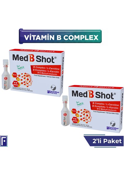 B12 Kompleks Vit. (METİLKOBALAMİN) ,B1 ,B2,B3,B5,B6,B1 ,Biotin ,L Karnitin 2'li Avantaj Paket