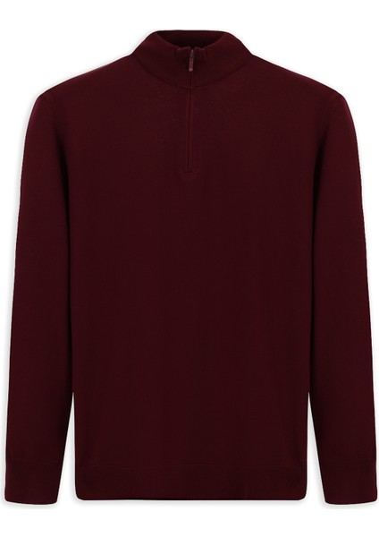 Regular Fit Bato Yaka Fermuarlı Trıko Kazak