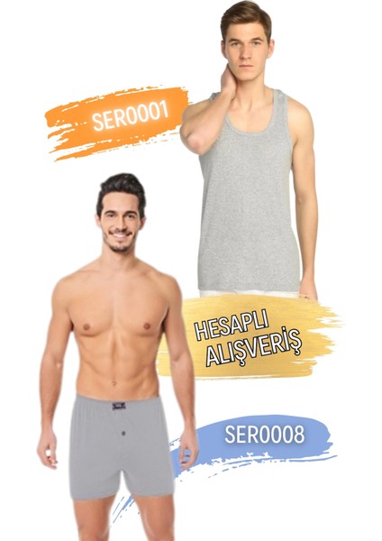 Erkek Klasik Penye Atlet ve Boxer Takım 6'lı Set (12 Parça) SER0001 - SER0008 fırsatları