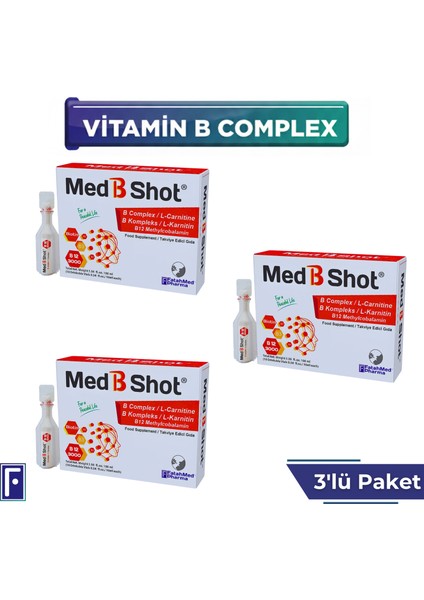 B12 Kompleks Vit. (METİLKOBALAMİN) ,B1 ,B2,B3,B5,B6,B1 ,Biotin ,L Karnitin Avantaj 3'lü Paket