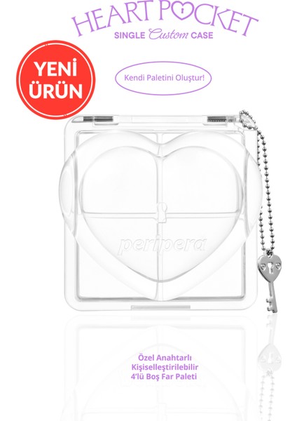 Özel Anahtarlı Kişiselleştirilebilir 4’lü Boş Far Paleti Perıpera Heart Pocket Single Custom Case