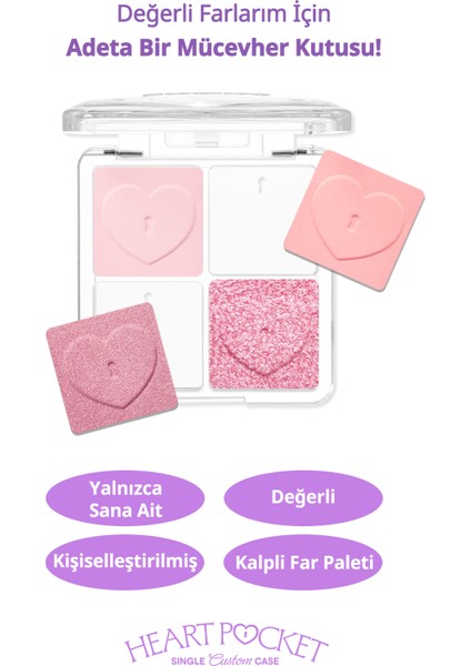 Özel Anahtarlı Kişiselleştirilebilir 4’lü Boş Far Paleti Perıpera Heart Pocket Single Custom Case modelleri