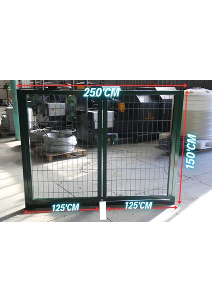 Bahçe Kapısı - Panel Çit Tel Kapısı -Çift- Kanatlı Kapı Yeşil-) -150CM Yüksekliği x 250 cm Uzunluk