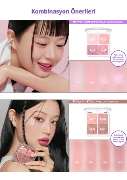 Özel Anahtarlı Kişiselleştirilebilir 4’lü Boş Far Paleti Perıpera Heart Pocket Single Custom Case fırsatları