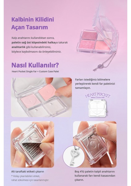 Özel Anahtarlı Kişiselleştirilebilir 4’lü Boş Far Paleti Perıpera Heart Pocket Single Custom Case indirimleri