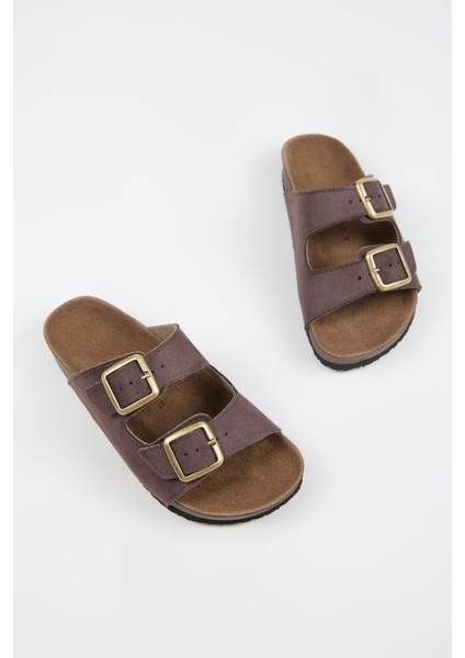 Nomiento Riva Kadın Vegan Deri Çift Tokalı Kahve Terlik fırsatları