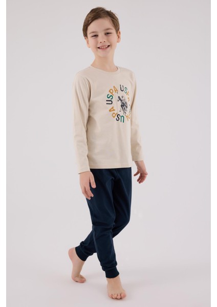 Garson Erkek Uspa Logo Süprem 4 Mevsim Kumaş Uzun Kollu Lastikli Pijama Takım modelleri