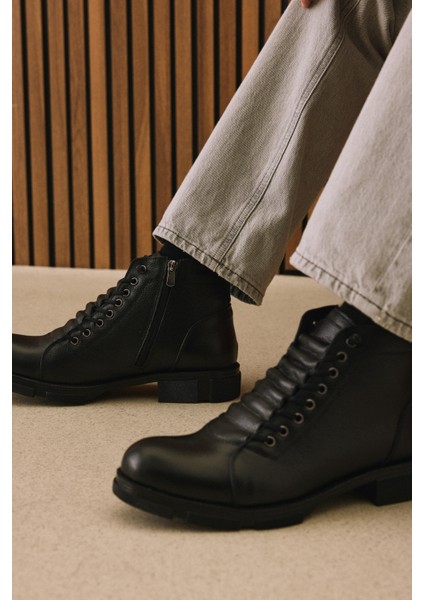 , Erkek Hakiki Deri Kürklü Bot 153999Z001 Siyah fiyatları