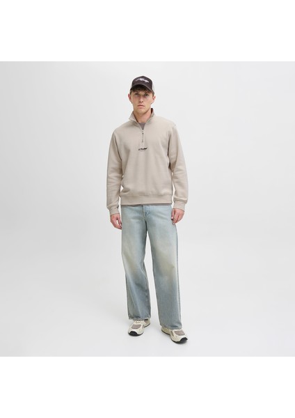 Jack&jones Soho Quarter Zip Erkek Bej Dik Yaka Sweatshirt modelleri