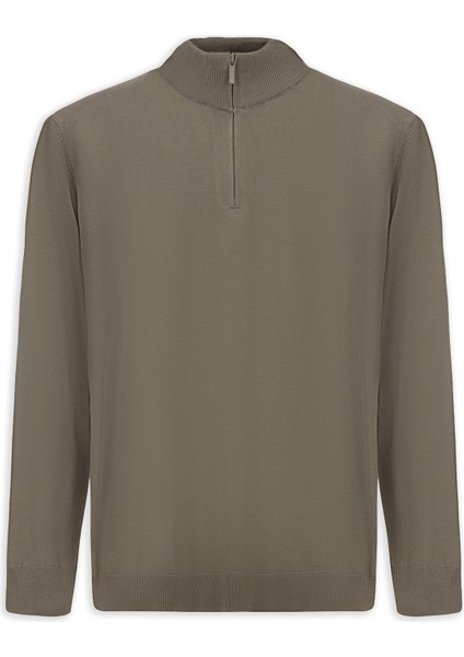 Regular Fit Bato Yaka Fermuarlı Trıko Kazak