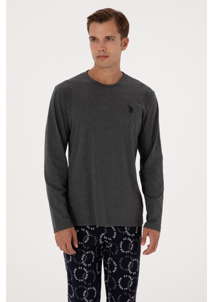 Erkek Antrasit Melanj Pijama Takım 50318609-VR081 modelleri