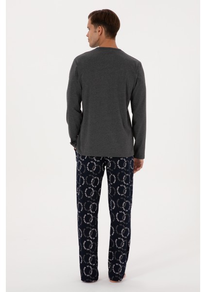 Erkek Antrasit Melanj Pijama Takım 50318609-VR081 indirimleri