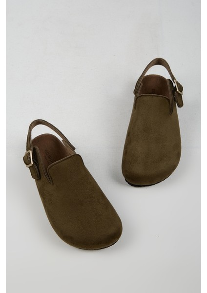 Lapaz Kadın Vegan Deri Tokalı Haki Sabo Terlik fırsatları