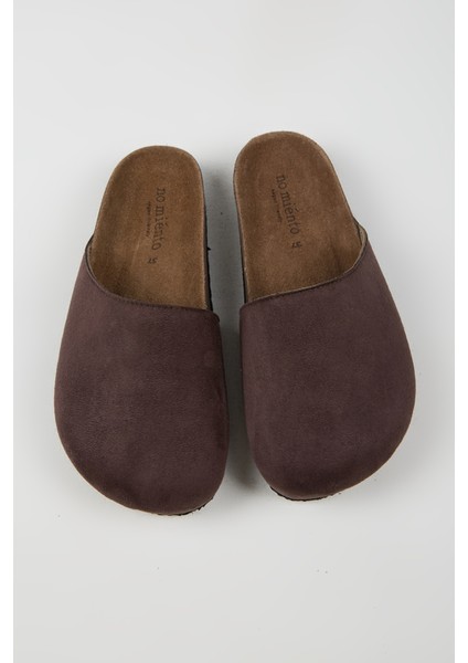 Tonala Kadın Vegan Deri Tokalı Kahverengi Sabo Terlik