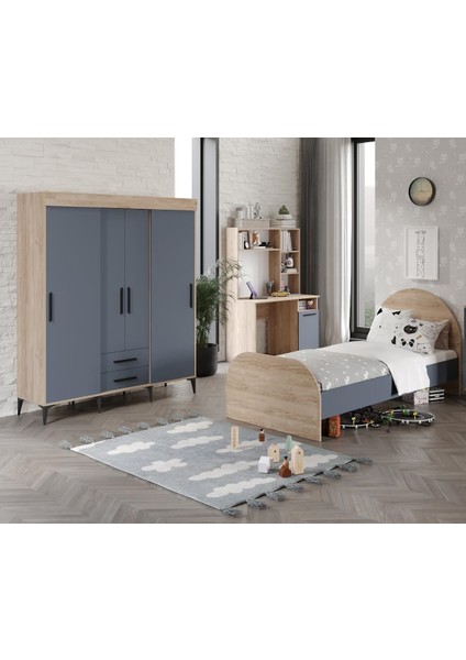 Izmir Cocuk Odası Takımı Tamamı Mdf Flora ve Antrasit
