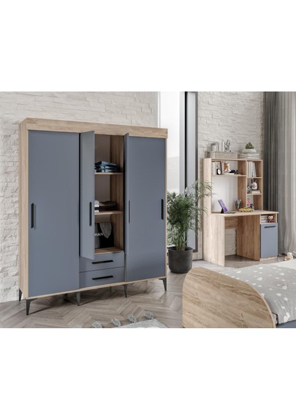 Izmir Cocuk Odası Takımı Tamamı Mdf Flora ve Antrasit fiyatları