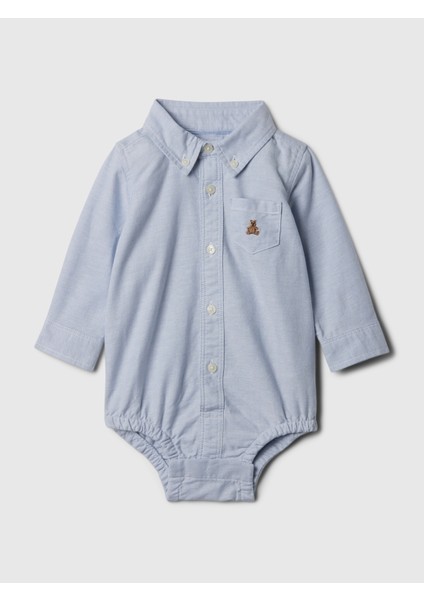 Bebek Mavi Brannan Bear İşlemeli Oxford Bodysuit modelleri