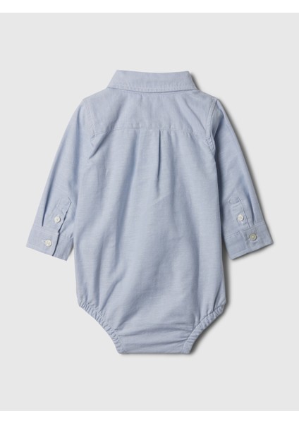 Bebek Mavi Brannan Bear İşlemeli Oxford Bodysuit fırsatları