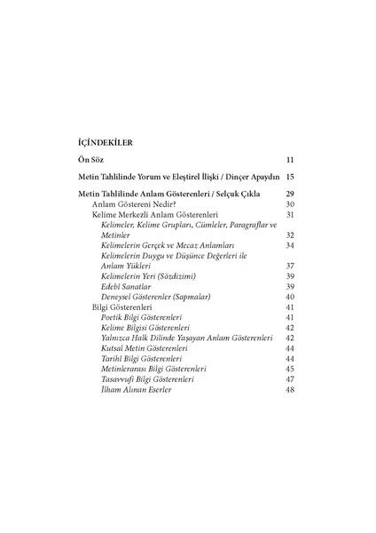 Metin Tahlilinde Yeni Yaklaşımlar - II modelleri