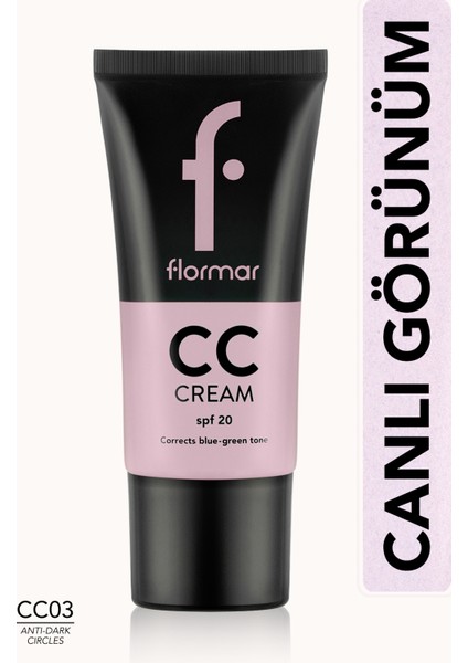 -Koyu Lekeli Ciltlere Özel Mavi ve Mor Renk Dengeleyici Anti-Dark Circles CC Krem (CC03 Pembe Bazlı Ten Rengi) 8690604534722