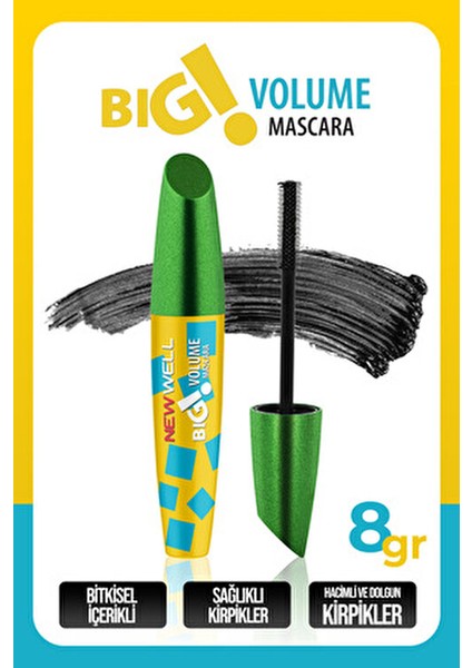 Big Volume Maskara Hacim Verici Özelliğiyle 8 gr Büyük Boy Kirpikler İçin İdeal