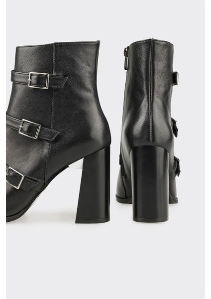 Siyah Deri Kadın Klasik Bot fırsatları