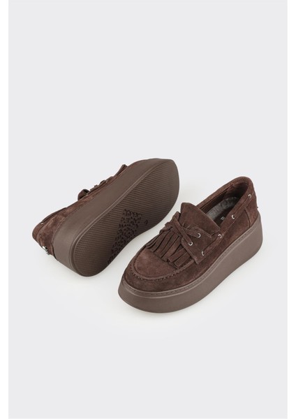 Kahve Deri Kadın Günlük Ayakkabı modelleri